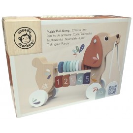 CHIOT A TIRER 25CM EN BOIS AVEC CHIFFRES A DÉCOUVRIR DÈS 12 MOIS - SPEEDY MONKEY-0850047013910-Lilojouets-Questembert-Muzillac-M