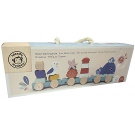 LE TRAIN D'ÉVEIL OCÉAN EN BOIS A TIRER 15 PIÈCES - SPEEDY MONKEY