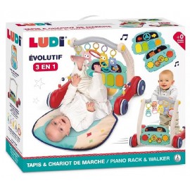 TAPIS D'ACTIVITÉS ET CHARIOT DE MARCHE 3EN1 ÉVOLUTIF - DÈS LA NAISSANCE - LUDI-3550833200216-Lilojouets-Questembert-Muzillac-Mor