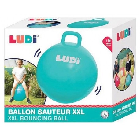 BALLON SAUTEUR XXL 55CM BLEU - A PARTIR DE 5 ANS JUSQU'A 50KG - LUDI-3550833901045-Lilojouets-Questembert-Muzillac-Morbihan