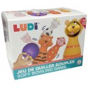 JEU DE QUILLES SOUPLES ANIMAUX - 5 QUILLES 14CM AVEC BALLE - DÈS 10 MOIS - LUDI
