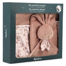 COUVERTURE DOUDOU 70X80CM LAPIN TERRACOTTA - KALOO LAPINOO-3666502180311-Lilojouets-Questembert-Muzillac-Morbihan