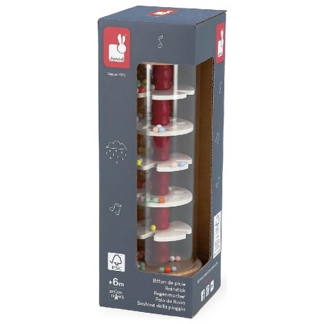 BATON DE PLUIE EN BOIS 18CM - ÉVEIL SONORE - DÈS 6 MOIS - GAMME CONFETTI JANOD-3700217376727-Lilojouets-Questembert-Muzillac-Mor