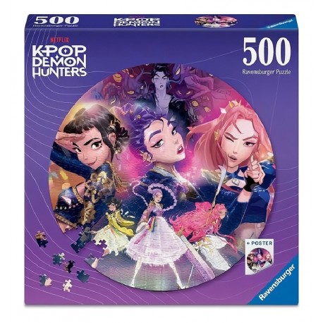 PUZZLE ROND K-POP DEMON HUNTERS 500 PIÈCES 52CM - POSTER INCLUS -4005555020523-Lilojouets-Questembert-Muzillac-Morbihan