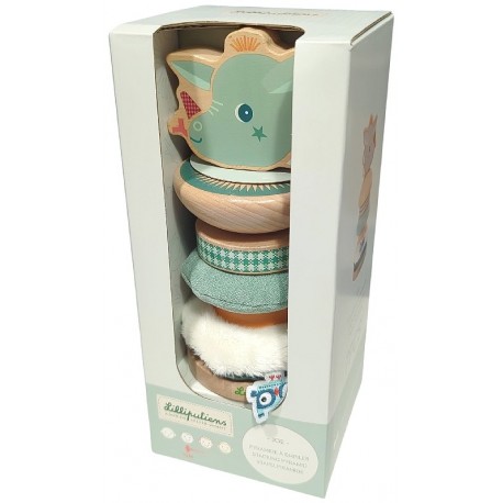 PYRAMIDE A EMPILER BOIS ET TISSU 19CM JOE LE DRAGON - DÈS 12 MOIS - LILLIPUTIENS-5414834834727-Lilojouets-Questembert-Muzillac-M