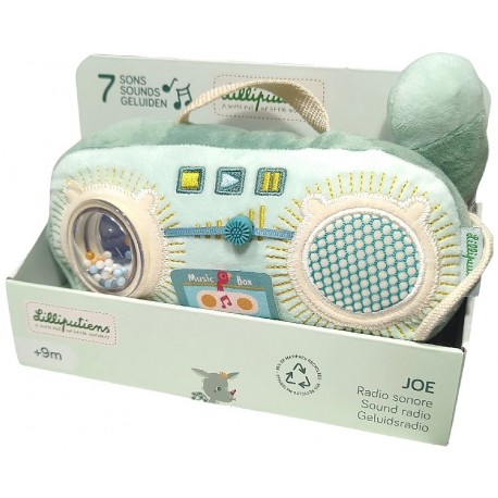 RADIO SONORE EN TISSU JOE LE DRAGON AVEC BOITIER MUSICAL - LILLIPUTIENS-5414834837018-Lilojouets-Questembert-Muzillac-Morbihan