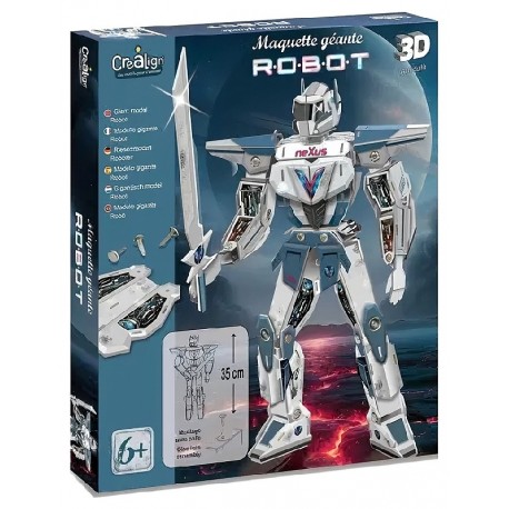 COFFRET CRÉATIF MAQUETTE GÉANTE ROBOT ARTICULÉ 35CM - DÈS 6 ANS - CREALIGN-3760119714171-Lilojouets-Questembert-Muzillac-Morbiha
