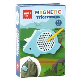 MINI ARDOISE A BILLES MAGNÉTIQUES DINO TRICÉRATOPS AVEC CLIP D'ACCROCHE-8410782203148-Lilojouets-Questembert-Muzillac-Morbihan