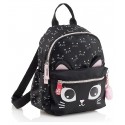 PETIT SAC A DOS NOIR CHAT 26X20X9CM - 2 COMPARTIMENTS - BACK2FUN