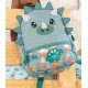 Petit sac a dos vert dinosaure 28x21x10cm en matiÈre recyclÉe - 2 compartiments-8422593197639-lilojouets-questembert-muzillac-mo