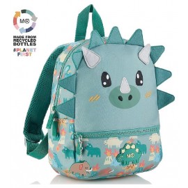 PETIT SAC A DOS VERT DINOSAURE 28X21X10CM EN MATIÈRE RECYCLÉE - 2 COMPARTIMENTS-8422593197639-Lilojouets-Questembert-Muzillac-Mo