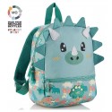 PETIT SAC A DOS VERT DINOSAURE 28X21X10CM EN MATIÈRE RECYCLÉE - 2 COMPARTIMENTS