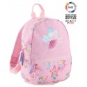 PETIT SAC A DOS ROSE FÉES LICORNES 28X21X10CM MATIÈRE RECYCLÉE - 2 COMPARTIMENTS