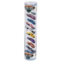 TUBE 10 VOITURES EN MÉTAL 7CM AVEC 7 PANNEAUX DE SIGNALISATION