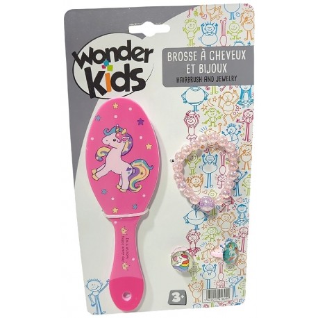 PACK BROSSE A CHEVEUX ET BIJOUX ASST DIFFÉRENTS COLORIS - DÈS 3 ANS - WONDERKIDS-3437012416050-Lilojouets-Questembert-Muzillac-M