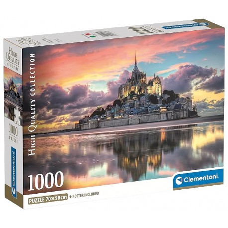 PUZZLE MAGNIFIQUE MONT SAINT-MICHEL 1000 PIÈCES 70X50CM AVEC POSTER - CLEMENTONI-8005125397693-Lilojouets-Questembert-Muzillac-M