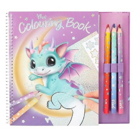 LIVRE DE COLORIAGE DRAGON AVEC 3 GROS CRAYONS DE COULEURS - YLVI DEPESCHE-4010070711948-Lilojouets-Questembert-Muzillac-Morbihan