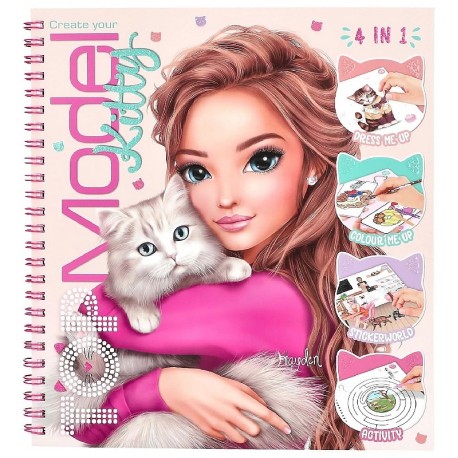 CARNET CREATE YOUR KITTY 22X20CM - CAHIER COLORIAGE A SPIRALE TOPMODEL DEPESCHE-4010070746698-Lilojouets-Questembert-Muzillac-Mo