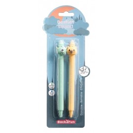 PACK 2 STYLOS MONSTRE ET CAPYBARA - ÉCRITURE VERTE ET BLEUE GEL EFFAÇABLE-8422593120583-Lilojouets-Questembert-Muzillac-Morbihan