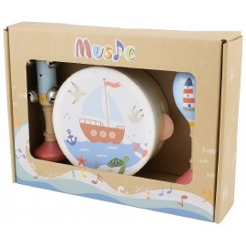PACK MUSICAL BATEAU AVEC MARACA HOCHET TAMBOURIN EN BOIS DÈS 18 MOIS - ULYSSE-3760111717859-Lilojouets-Questembert-Muzillac-Morb