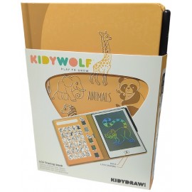TABLETTE A DESSIN LED 22X15X2CM - AVEC CALQUES THÈME ANIMAUX - KIDYDRAW KIDYWOLF