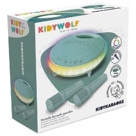 ENCEINTE KARAOKÉ PORTABLE VERT BLUETOOTH AVEC 2 MICROS - RECHARGEABLE - KIDYWOLF-5407009181788-Lilojouets-Questembert-Muzillac-M