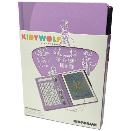 TABLETTE A DESSIN LED 22X15X2CM - CALQUES THÈME PRINCESSES - KIDYDRAW KIDYWOLF-5407009182457-Lilojouets-Questembert-Muzillac-Mor