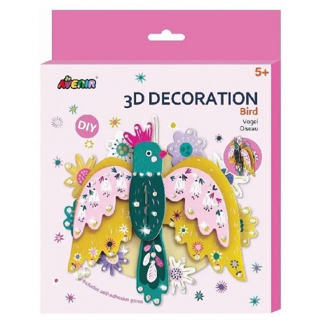 POCHETTE CRÉATIVE DÉCORATION MURALE 3D OISEAU 20X22CM - DÈS 5 ANS-6920773350673-Lilojouets-Questembert-Muzillac-Morbihan
