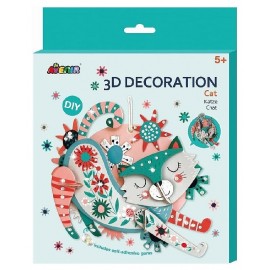 POCHETTE CRÉATIVE DÉCORATION MURALE 3D CHAT 20X22CM - DÈS 5 ANS