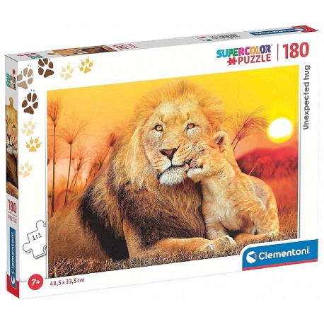PUZZLE LION ET LIONNE CALIN 180 PIÈCES 48X33CM - SUPERCOLOR CLEMENTONI-8005125297856-Lilojouets-Questembert-Muzillac-Morbihan