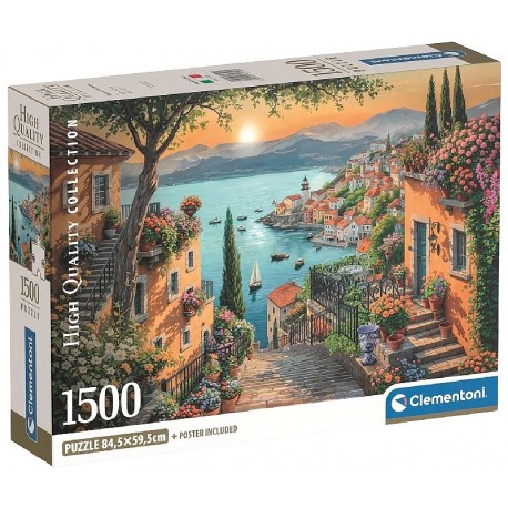 PUZZLE A QUELQUES PAS DU PORT 1500 PIÈCES 84X59CM - POSTER INCLUS - CLEMENTONI-8005125317295-Lilojouets-Questembert-Muzillac-Mor