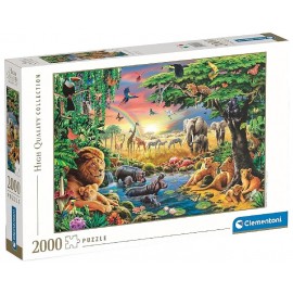 PUZZLE RASSEMBLEMENT ANIMAUX SAUVAGES AFRICAINS 98X67CM - CLEMENTONI-8005125320813-Lilojouets-Questembert-Muzillac-Morbihan