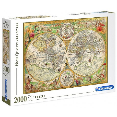 PUZZLE CARTE ANCIENNE 2000 PIÈCES 98X67CM - CLEMENTONI-8005125325573-Lilojouets-Questembert-Muzillac-Morbihan