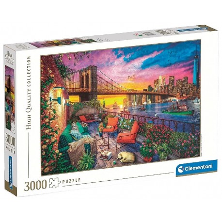 PUZZLE COUCHER DE SOLEIL BALCON MANHATTAN 3000 PIÈCES 119X85CM - CLEMENTONI-8005125335527-Lilojouets-Questembert-Muzillac-Morbih