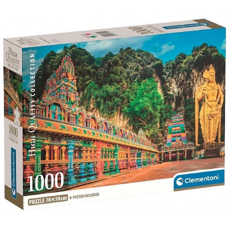 PUZZLE GROTTES PEINTES BATU MALAISIE 1000 PIÈCES 50X70CM ET POSTER - CLEMENTONI-8005125371112-Lilojouets-Questembert-Muzillac-Mo