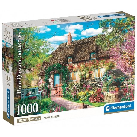 PUZZLE VIEUX COTTAGE 1000 PIÈCES 70X50CM AVEC POSTER - CLEMENTONI-8005125399086-Lilojouets-Questembert-Muzillac-Morbihan