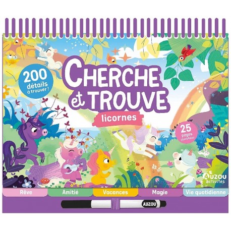 CARNET CHERCHE ET TROUVE LICORNES - 25 PAGES - DÈS 3 ANS - AUZOU -9791039552318-Lilojouets-Questembert-Muzillac-Morbihan