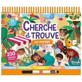 CARNET CHERCHE ET TROUVE EN VOYAGE - 25 PAGES - DÈS 3 ANS - AUZOU -9791039562362-Lilojouets-Questembert-Muzillac-Morbihan