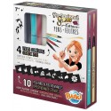 PACK 4 FEUTRES COSMÉTIQUES DORÉS AVEC 10 POCHOIRS - PROFESSIONAL STUDIO TATTOOS