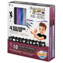 PACK 4 FEUTRES COSMÉTIQUES ARGENT AVEC 10 POCHOIRS - PROFESSIONAL STUDIO TATTOOS
