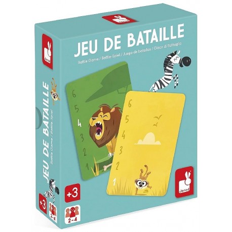 JEU DE BATAILLE ANIMAUX DE LA SAVANE - 36 CARTES - DÈS 3 ANS - JANOD-3700217330262-Lilojouets-Questembert-Muzillac-Morbihan