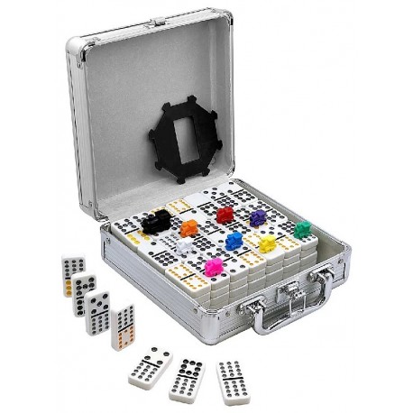 JEU DU TRAIN MEXICAIN - VALISETTE ALU DE DOMINOS DOUBLE12 DÈS 6 ANS - ENGELHART-8716096013443-Lilojouets-Questembert-Muzillac-Mo
