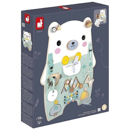 PANNEAU D'ACTIVITÉS BUSY BOARD OURSON EN BOIS - DÈS 18 MOIS - JANOD-3700217351625-Lilojouets-Questembert-Muzillac-Morbihan