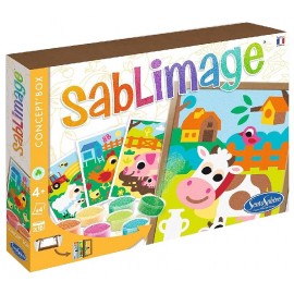 SABLIMAGE ANIMAUX DE FERME - 4 TABLEAUX 25X18CM AVEC CADRE - SENTOSPHERE-3373910088077-Lilojouets-Questembert-Muzillac-Morbihan