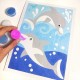 Sablimage poissons dauphins - 4 tableaux 18x25cm avec cadre - sentosphere-3760124808803-lilojouets-questembert-muzillac-morbihan