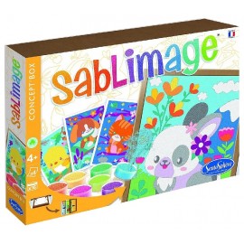 SABLIMAGE ANIMAUX CALINS - 4 TABLEAUX 25X18CM AVEC CADRE DÈS 4 ANS - SENTOSPHERE-3760124808858-Lilojouets-Questembert-Muzillac-M