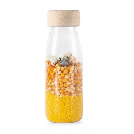 BOUTEILLE SENSORIELLE SONORE SPY FERME - HOCHET DÈS 3 MOIS - PETIT BOUM -8425402476444-Lilojouets-Questembert-Muzillac-Morbihan