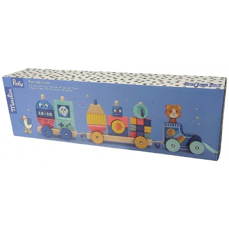 GRAND TRAIN ROLLER EN BOIS A TIRER 21 PIÈCES - PUCE ET PILOU MOULIN ROTY-3575676843727-Lilojouets-Questembert-Muzillac-Morbihan