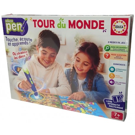 COFFRET EDUCA PEN TOUR DU MONDE - LIVRET 16 THÈMES DÈS 7 ANS - EDUCA-8412668206373-Lilojouets-Questembert-Muzillac-Morbihan