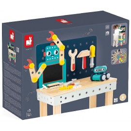 GRAND ÉTABLI ROBOT EN BOIS - 48 PIÈCES - DÈS 3 ANS - BRICO'KIDS JANOD-3700217364571-Lilojouets-Questembert-Muzillac-Morbihan